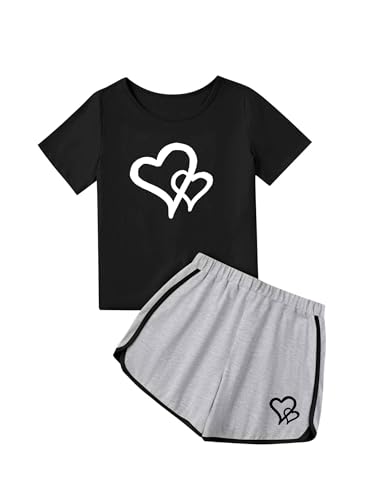Image of Girl's 2 Piece Outfits Cute Summer T-Shirt and Graphic Shorts Clothing Sets