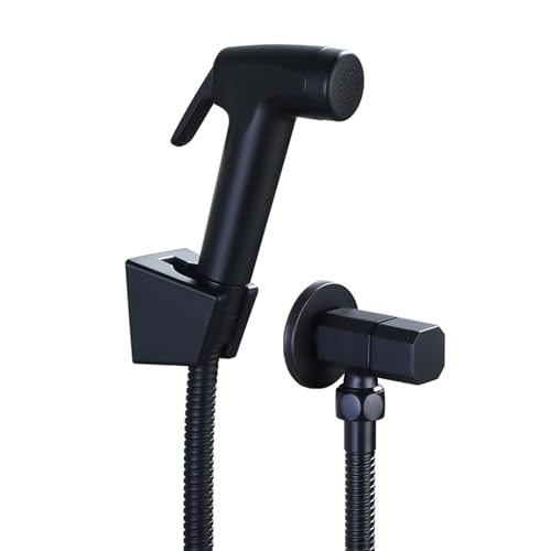 TYMYW Handheld Bidet Sprayer for Toilet Black with 1.5M Shower Tube Wall-Mounted Bidet Shower Kit for Bathroom