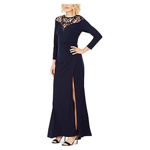 Adrianna Papell Women's Jersey Gown with Sequin Yoke Formal Night Out Dress, Midnight, 10 Cover