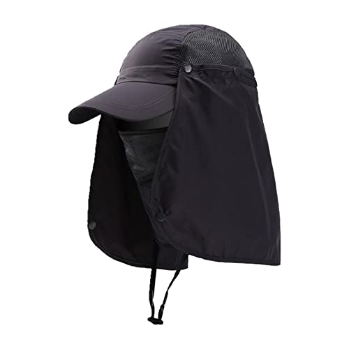 LOVIVER Sombrero de pesca con tapa extraíble para el cuello, protección solar, transpirable, a prueba de polvo, sombrero para el sol, sombrero de senderismo, Gris oscuro