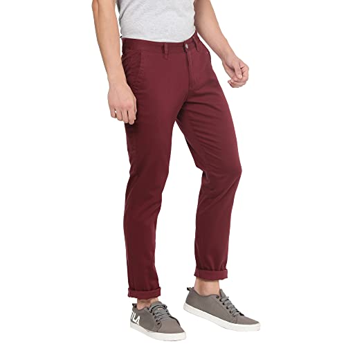 Image of Arvind Men Red Wine Modern Fit Chinos