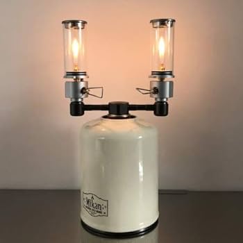 超軽量ガスランタン 2個　＆　ガス２分岐アダプタ　3点セット OD缶 ガス分岐アダプター ねじ込み式 ガスステーション 3分岐