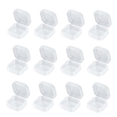 Image of STOBOK Pcs Mini Clear Plastic Storage Boxes with Hinged Lids, Portable Transparent Square Containers for Organizing Small Items, Jewelry, Crafts, and Hardware