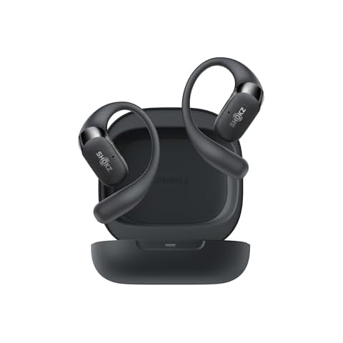 SHOKZ OpenFit 2 Open-Ear Headphones, True Wireless Bluetooth Earphones with Microphone, Earhook Earbuds with 48 Hours of Playtime, Fast Charging, IP55 Water-Resistant, with Carrying Bag, Black Cover