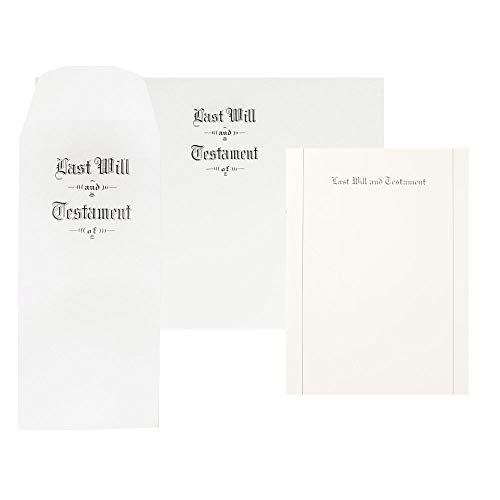 Last Will and Testament Stationery Kit by Blumberg; Bright White Pebble Finish Stock Engraved Last Will and Testament in Black Ink; Letter Size