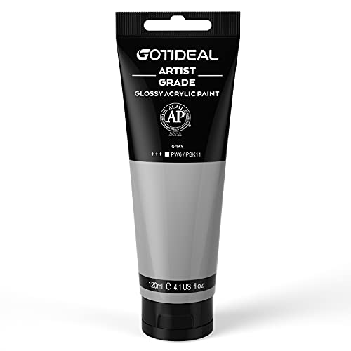 GOTIDEAL Acrylic Paint Gray Tubes(120ml, 4.1 oz) Non Toxic Non Fading,Rich Pigments for Painters,...