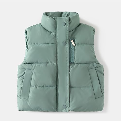 Kids Boys Girls Lightweight Puffer Vest Zipper Sleeveless Jacket Waistcoat Outwear Winter Warm Down (Green, 4-5 Years)2
