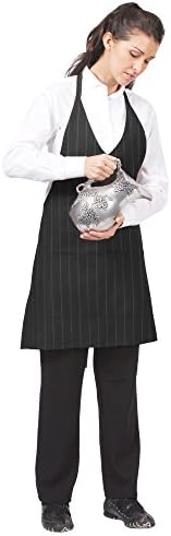 Fame Fabrics F23 V-Neck Tuxedo Black Pinstripe Server Apron