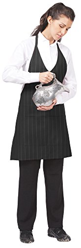 Fame Fabrics F23 V-Neck Tuxedo Black Pinstripe Server Apron
