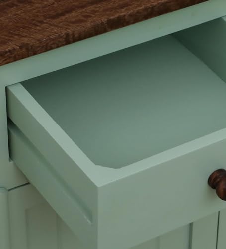 Image of Solid Wood Madrid 3 Drawer Sideboard | Sideboard Cabinet for Living Room | Finish- Premium Acrylic Sage Green and Tubaq