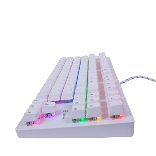 Teclado Gamer Mecanico Wolf Rainbow OEX Game TC605 Branco