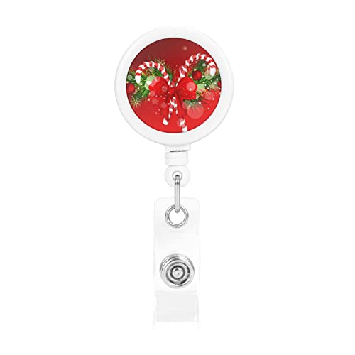 El Mejor Listado de Soportes para tarjetas de navidad los mejores 5. 45 Soporte para tarjetas de Navidad con estampado de caramelos rojos, retráctil, carrete de placa de enfermería, soporte para tarjetas de trabajo para médico y oficina
