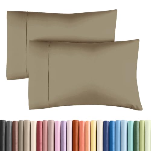 King Pillow Cases - 2 Pack Super Soft Pillowcase Covers - 20" x 40" (Khaki)