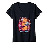 Photo Gallery donna capybara gamer | divertente grafica capybara | videogioco giocatore maglietta con collo a v Photo Gallery donna capybara gamer | divertente grafica capybara | videogioco giocatore maglietta con collo a v