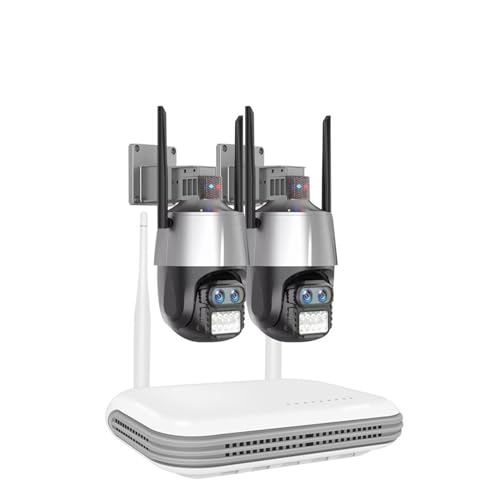 Sistemas de cámaras CCTV, Kit De De Seguridad For Cámara CCTV, Lente Dual 4K, For Exteriores, Ai, Seguimiento Automático Humano, Cámara IP PTZ, De Vigilancia NVR, 4 Canales(None,2 Pcs Camera System)