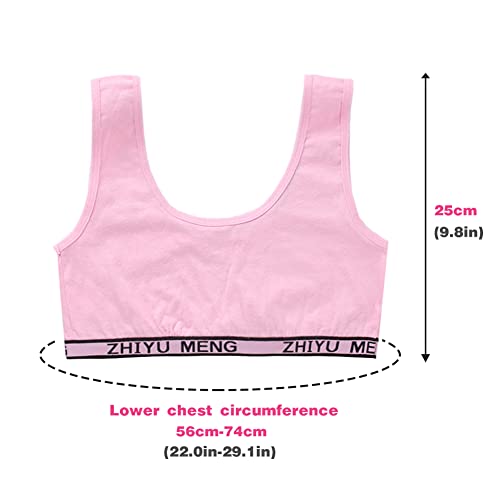4pcs Girls' Modern Cotton Bralette, Kids Comfort Stretch Sports Bras, Seamless Training Bra, Teens Vest Bras, Pattern 23