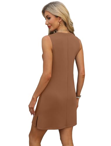 Image of BKRIVE V-Neck Summer Casual Beach Dresses for Women 2026 Vacation Women's Sleeveless Sundress with Split