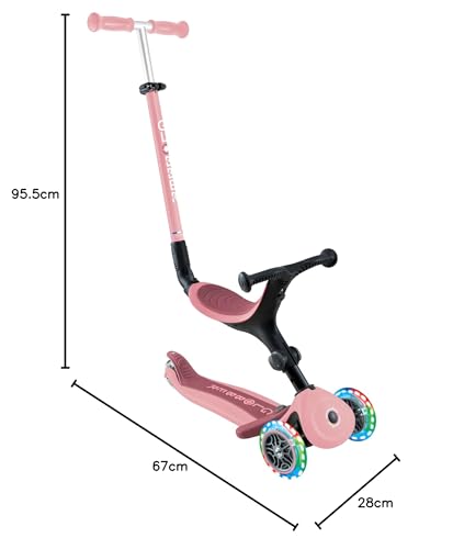 Globber - GO•UP Active Lights - Trottinette évolutive 3 Roues avec siège, pour Les Enfants de 15 Mois à 6 Ans, Rose – vue 8