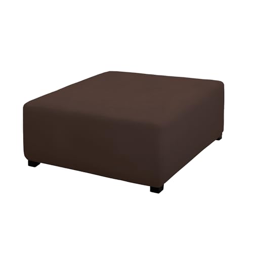 Image of PureFit Stretch Square Ottoman Cover 40x40x15 Footstool Cover, Chocolate
