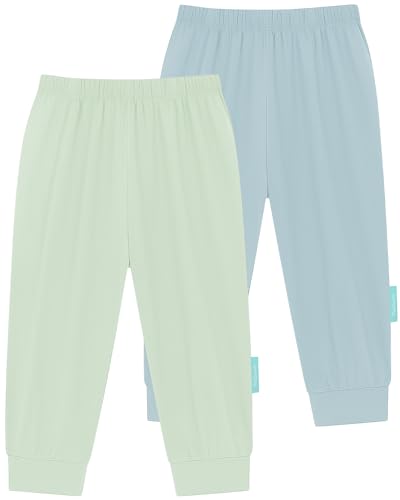 Supersoft Baby Pants, 2-Pack Premium Bamboo Viscose Jogger Pants, Elastic Waist, Unisex 0-24 Months