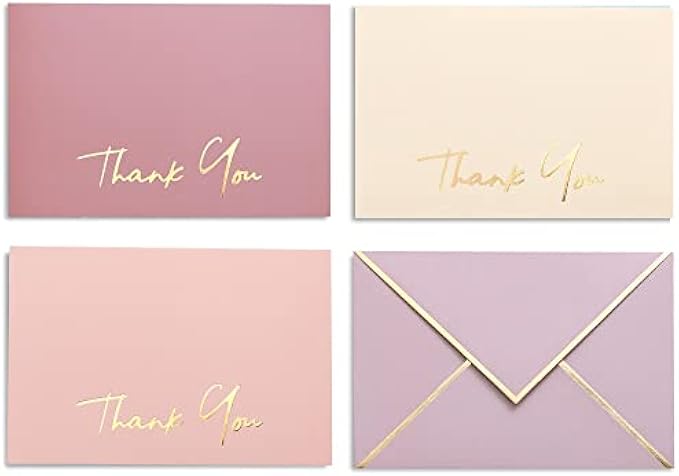 Heavy Duty Thank You Cards with Envelopes - 36 PK - Gold Thank You Notes 4x6 Inches Baby Shower Thank You Cards Wedding Thank You Cards Small Business Graduation Funeral Bridal Shower (Dusty Pink)