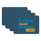 Platzsets mit Unterseite aus Gummi, blau, 4 Stück, zertifiziert für beste Chirurgin des Universums, Doktor, Hopital, Chirurgie, großes Format 39,5 x 28,5 cm