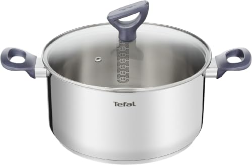 Tefal Cacerola Daily Cook 20 cm - Cacerola de acero inoxidable, base reforzada, aptas para todo tipo de cocinas incluido inducción, gran conductividad y resistencia con materiales reciclados