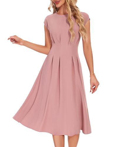 Wedtrend Women's Vintage Dress with Pockets 1950s Church Dress for Women 1940s Tea Party Dresses for Woman A Line Business Dresses for Women RWTP30012 DustyRose S : Clothing, Shoes & Jewelry