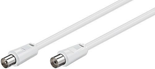 Goobay 27466 Antenna cable (80 dB) 2x shielded - Coaxial male > Coaxial female (fully shielded), white, 10 Meters