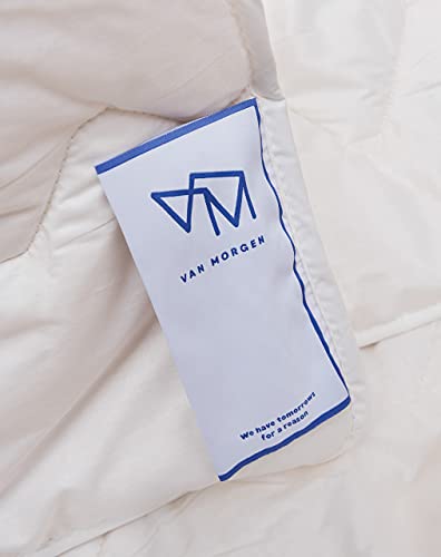 Edredón de lana Van Morgen blanco manta cama doble nórdico natural 8