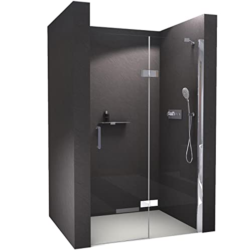 BERNSTEIN Puerta de ducha con puerta giratoria Ducha de nicho de 100x195 cm de vidrio de seguridad templado de 8 mm con revestimiento NANO mampara de ducha NT403 - bisagra de puerta a la derecha