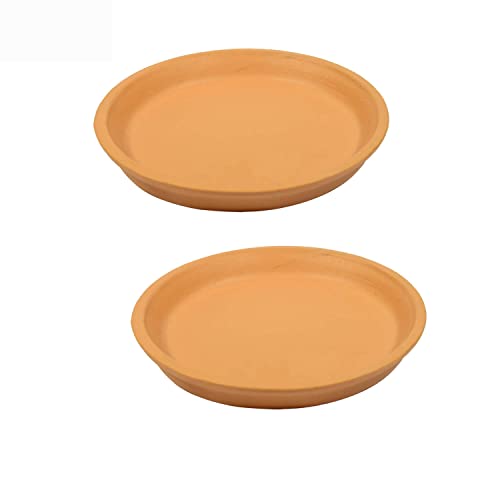 Image of Lasaki Round Ceramic Trays (Plates Saucers) for Pots, planters, Flower, Succulent(Set of 2,Ginger,4 inch) R4(Plants not Included)