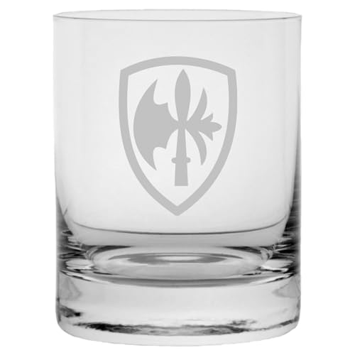 65th Infantry Division Personalized Etched 11oz Crystal Rocks Whisky Glass
