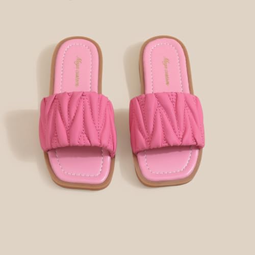 Girls Summer PU Leather Dress Flat Sandals Princess Slip On Beach Slides Shoes2