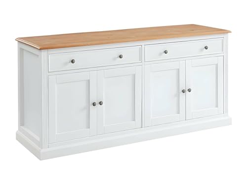 Vente-unique - Buffet Honfleur - 4 Portes & 2 tiroirs - Pin Blanc