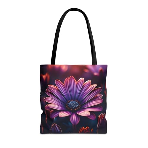 Premium Tote Bag with Reinforced Stitching - African Daisy Osteospermum in Metallic Purples and Oranges from South Africa