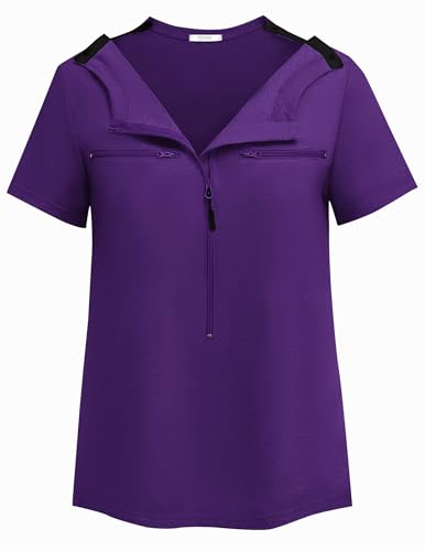 Deyeek Chemo Shirts for Port Access Women Tear Away Full Open Side Zipper Dialysis Shoulder Surgery Recovery Supplies