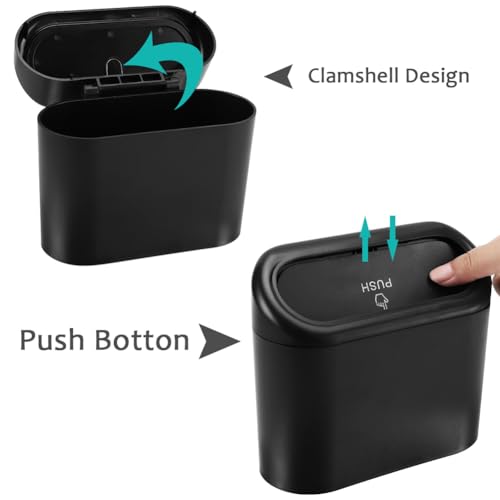 Image of Accmor Car Trash Can with Lid, 2 Pack Mini Vehicle Trash Bin, Small Car Dustbin Garbage Organizer Holder with 2 Roll Trash Bag, Portable Hanging Leakproof Auto Storage Bag Container