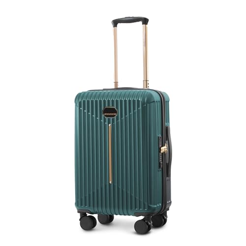 Image of Midnight Voyager Cabin Small 57cm | Trolley Bag Hard Case Polycarbonate, 4 Wheels 360 Degree Wheeling System Luggage, Suitcase for Travel, with Front Laptop Access (Moss Green)