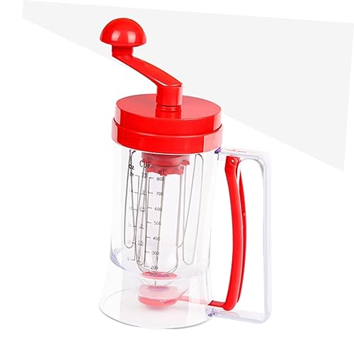 Manual Cake Batter Dispenser and Dough Mixer Handheld Pancake Funnel Tool for Crepes Muffins Red Baking Kitchen Gadget for Home Use - Image 5