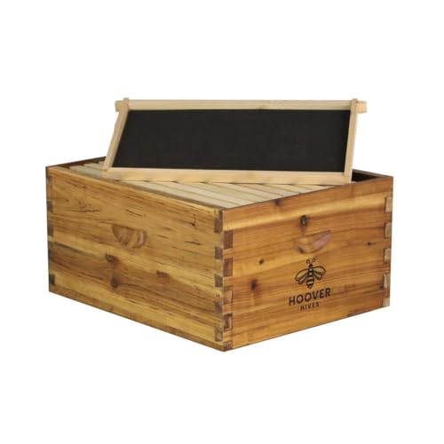 Hoover Hives 10 Frame Langstroth Deep Brood Box Dipped in 100% Beeswax Includes Wooden Frames & Waxed Foundations (Unassembled)