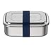 Produktbild THERMOcafé by THERMOS TC SANDWICH BOX saphire blue 1,00l, Brotdose aus Edelstahl mit Textilband, Pausenbrot für Uni, Schule und Büro, spülmaschinenfest und BPA-frei