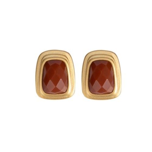 Boucles d'oreilles Argent S925 anti-irritation en Jade Rouge pour peaux sensibles