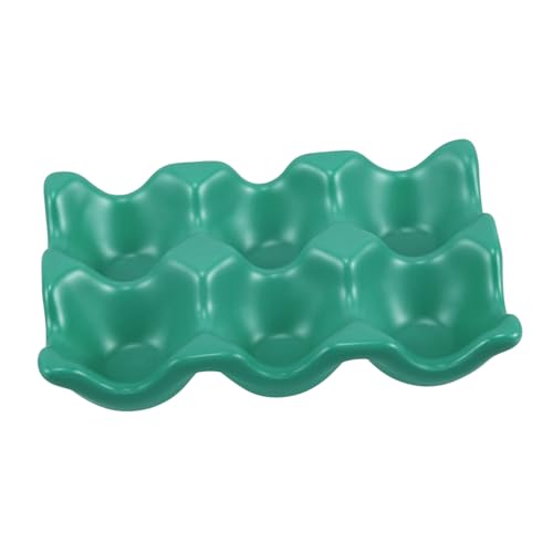 Homoyoyo セラミック製卵トレイ 収納 冷蔵庫用卵ホルダー 台所収納 キッチンカウンター用ディスペンサー 磁器製エッグケース ダークグリーン