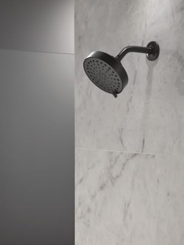Image of Delta Modern 4-Setting Matte Black Shower Head, 5.75 Inch Round Shower Head, 1.75 GPM Flow Rate, Matte Black 52401-BL