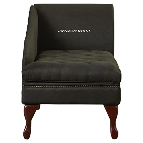 Image of Velvet Left Arm Chaise Lounge Storage Couch Luxury for Offices, Bedroom, Living Room (Black)