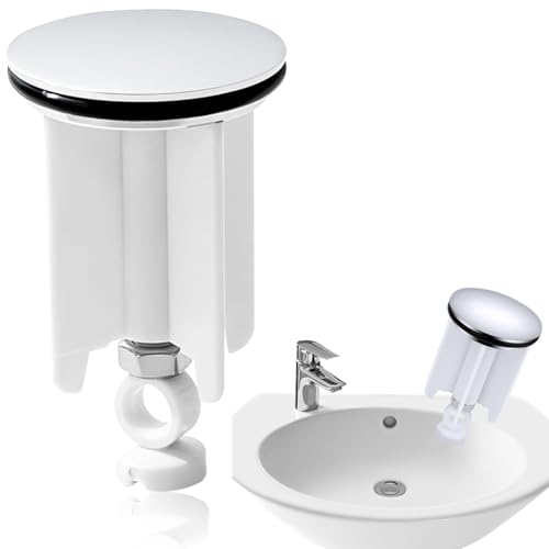 1 Pièces Bouchon de vidange Universel pour lavabo,Bouchon Evier Salle de Bain 40mm,Bonde réglable en Laiton chromé Blanc,Bouchon Baignoire,pour Lavabo,Bidet,Salle...