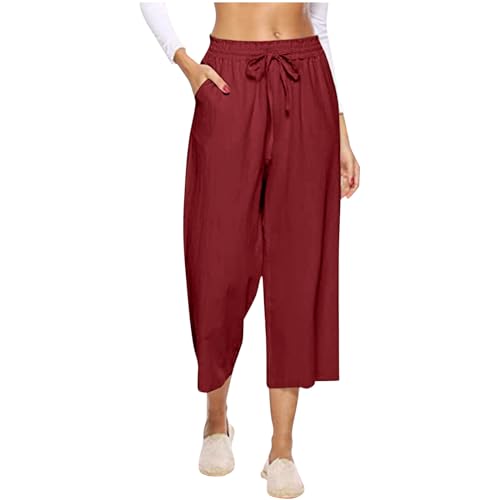 Womens Wide Leg Lounge Pants Trendy Classic High Waisted Drawstring