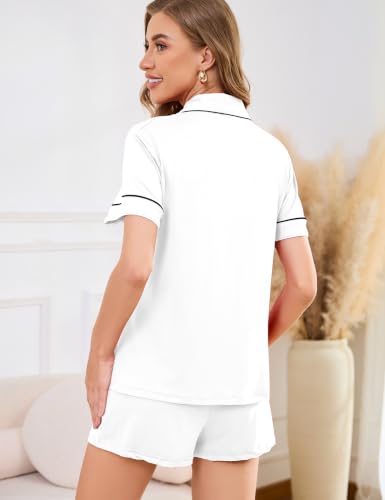 Image of Pajama Set for Women 2 Piece Sleepwear Short Sleeve Button Down Pj