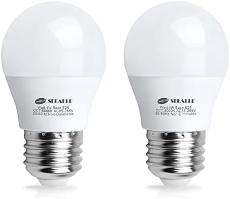 Seealle LED Refrigerator Light Bulb 4 Watt, Waterproof Freezer LED Light Bulbs, A15 E26 Medium Base Appliance Fridge Light Bulb, 40 Watt Equivalent 120V, Daylight White, Not-Dim (Pack of 2)